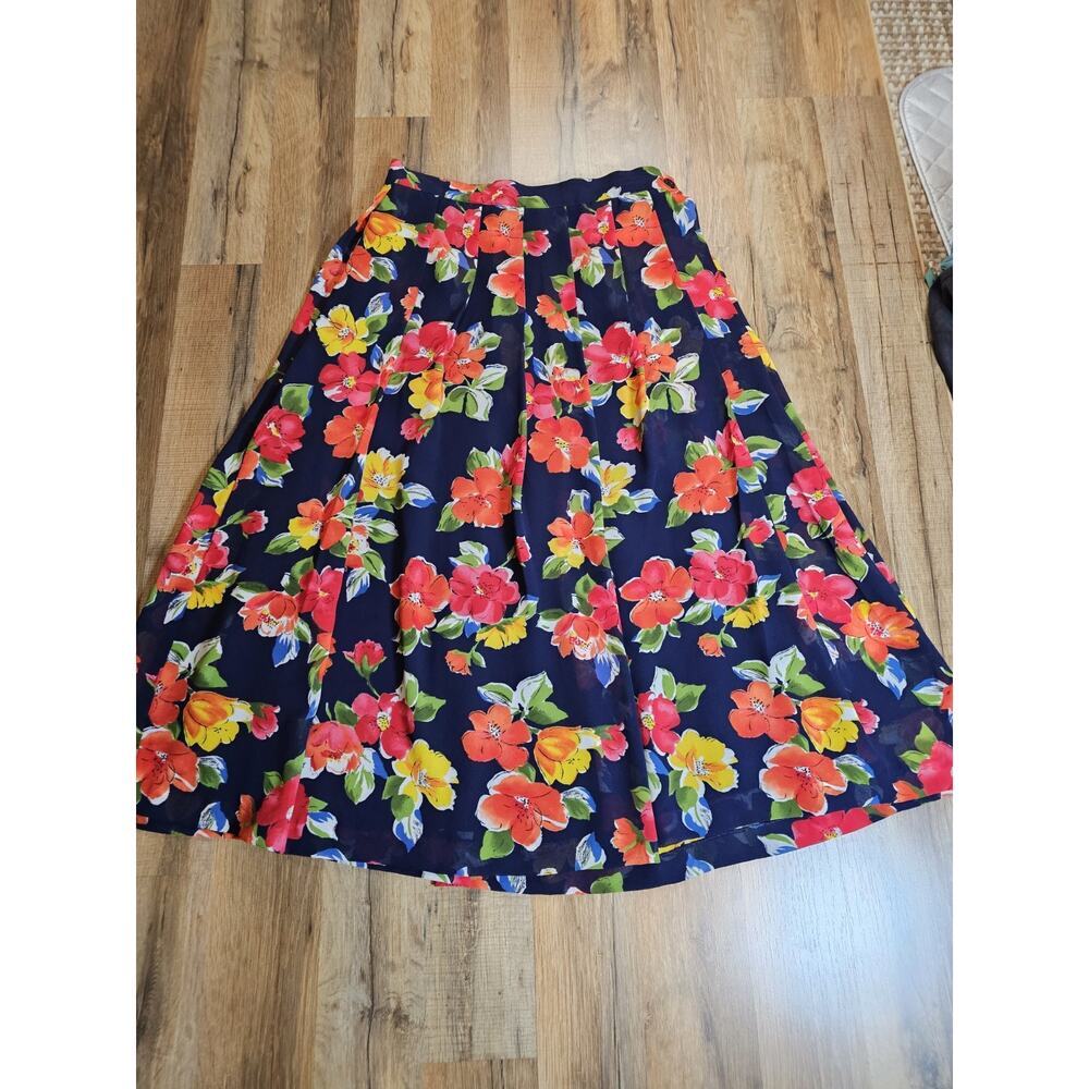 Liz Claiborne Collection Vibrant Floral A-Line Skirt Women’s 8 Vintage Midi - Picture 10 of 10